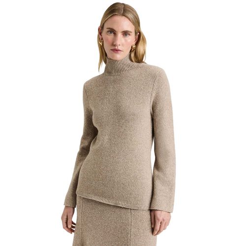Veronika Maine Merino Silk Blend Textured Funnel Neck Sweater